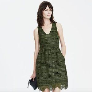 Banana Republic Lace Shift Dress, Olive, Size 4